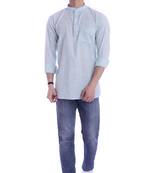 Blue plain cotton men-kurtas
