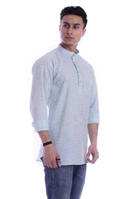 Blue plain cotton men-kurtas 3