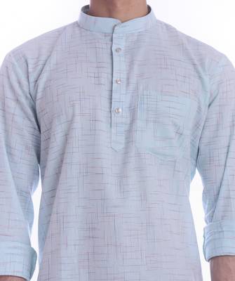 Blue plain cotton men-kurtas 5