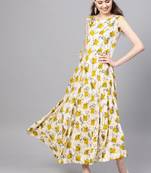 Myshka Women's Multicolor Rayon Printed Sleeveless Round Neck Casual Kurta