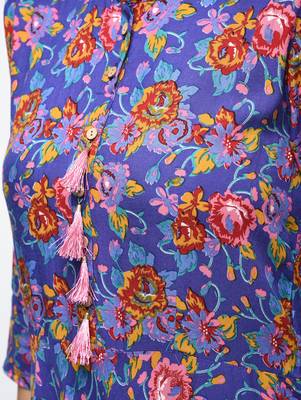 Myshka Women's Multicolor Rayon Printed Regular Sleeves Collared Neck Casual Kurta 4