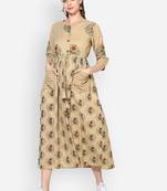 Myshka Women's White Cotton Printed Half Sleeve Round Neck Casual Kurta