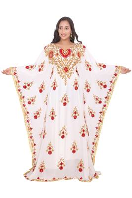 Moroccan Dubai Kaftan Evening Royal Blue Georgette Aari Stone Work  1