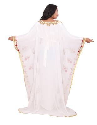 Moroccan Dubai Kaftan Evening Royal Blue Georgette Aari Stone Work  5