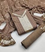 Brown sequins cotton silk salwar