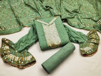 Green sequins cotton silk salwar 1