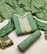 Green sequins cotton silk salwar