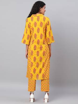 Myshka Women's Multi Printed Full Sleeve Cotton Shirt Coller Casual Kurta &  Palazzo Set 2