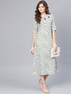 Myshka Women's Grey Cotton Solid Half Sleeve Round Neck Dress 1