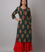 Women Rayon Printed Kurta sharara set