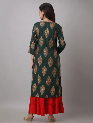 Women Rayon Printed Kurta sharara set 2