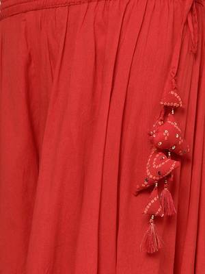 Women's  Cotton Embroidery and Bandhani Printed Kurti Palazzo Set 5