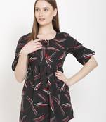 Black printed crepe tunics