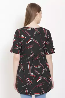 Black printed crepe tunics