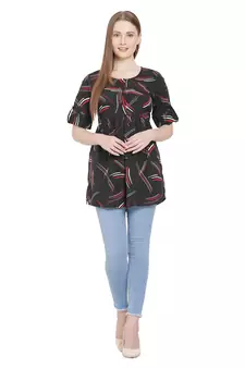 Black printed crepe tunics