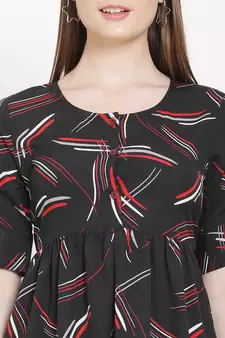 Black printed crepe tunics