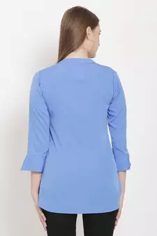 Sea-green embroidered crepe tunics