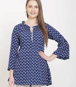 Navy-blue printed crepe tunics