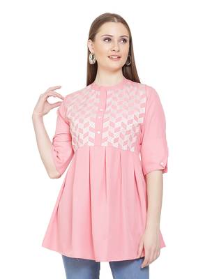 Peach embroidered crepe tunics 1
