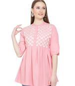 Peach embroidered crepe tunics