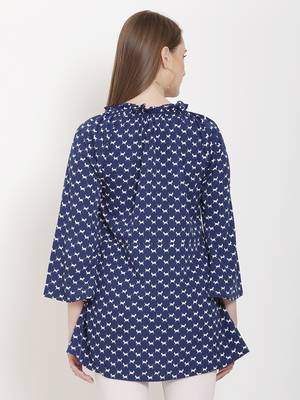 Navy-blue printed crepe tunics 2