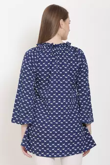 Navy-blue printed crepe tunics