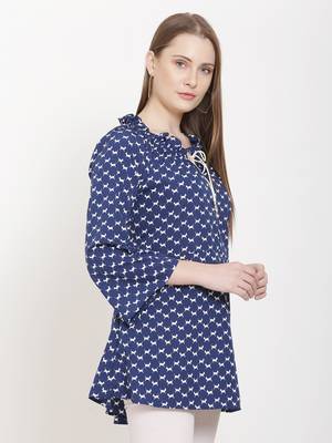 Navy-blue printed crepe tunics 3