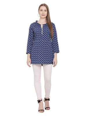 Navy-blue printed crepe tunics 4