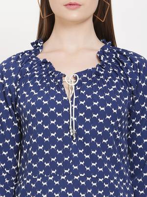 Navy-blue printed crepe tunics 5