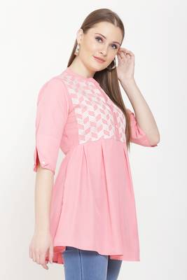 Peach embroidered crepe tunics 3