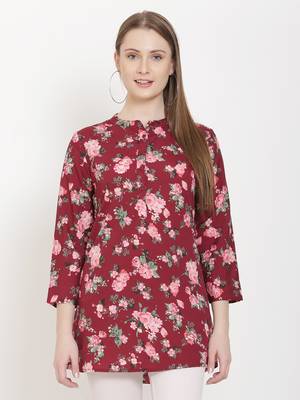 Maroon printed crepe tunics 1