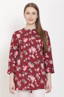 Maroon printed crepe tunics