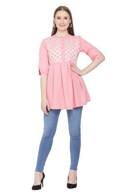 Peach embroidered crepe tunics 4