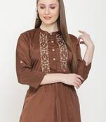Brown embroidered crepe tunics