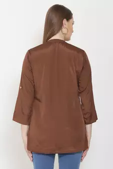 Brown embroidered crepe tunics