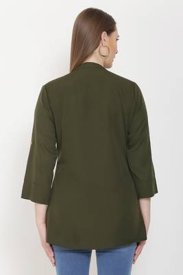 Olive embroidered crepe tunics 2