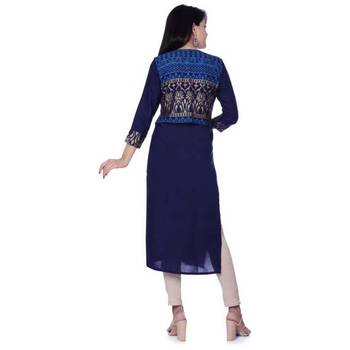 Women's Gold Printed Kurti With Jacket 2