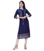 Women's Gold Printed Kurti With Jacket
