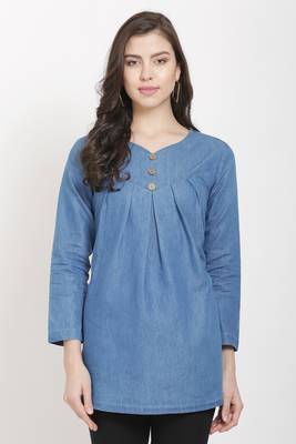 Blue printed denim tunics 1