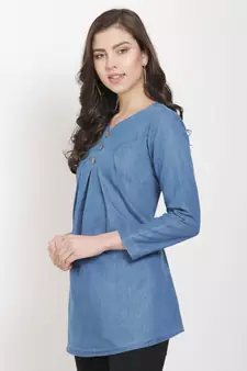 Blue printed denim tunics