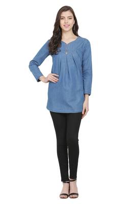 Blue printed denim tunics 4