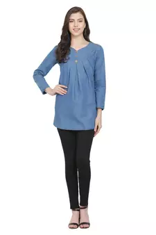Blue printed denim tunics