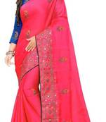 Women's  Heavy Moss Chiffon.. Saree with Blouse Pie