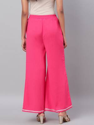 Myshka Women's Pink Solid Na Polyester Na  Palazzo 2