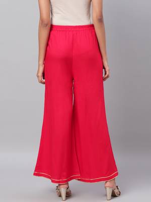 Myshka Women's Red Solid Na Polyester Na  Palazzo 2