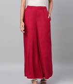 Myshka Women's Maroon Solid Na Rayon Na  Palazzo