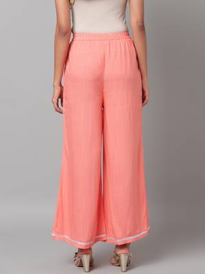 Myshka Women's Orange Solid Na Polyester Na  Palazzo 2