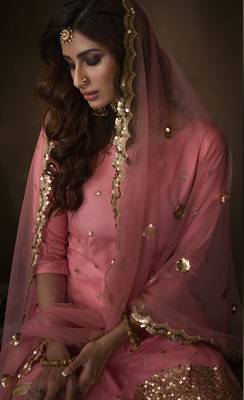 Light-pink embroidered net salwar 3