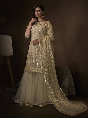 Off-white embroidered net salwar 1