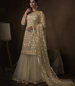 Off-white embroidered net salwar